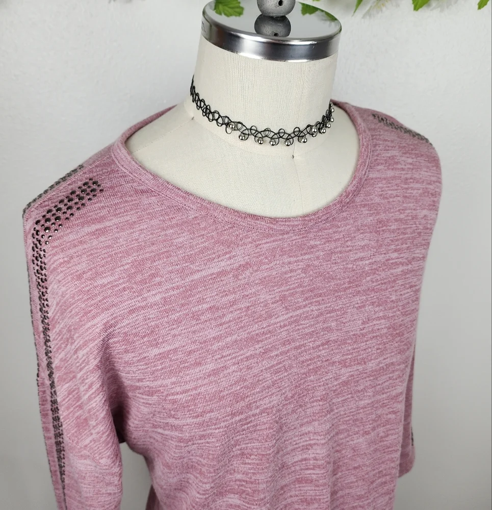 Cellbes Pink Sweater - Knit With Accents On Sleeves Sz XL